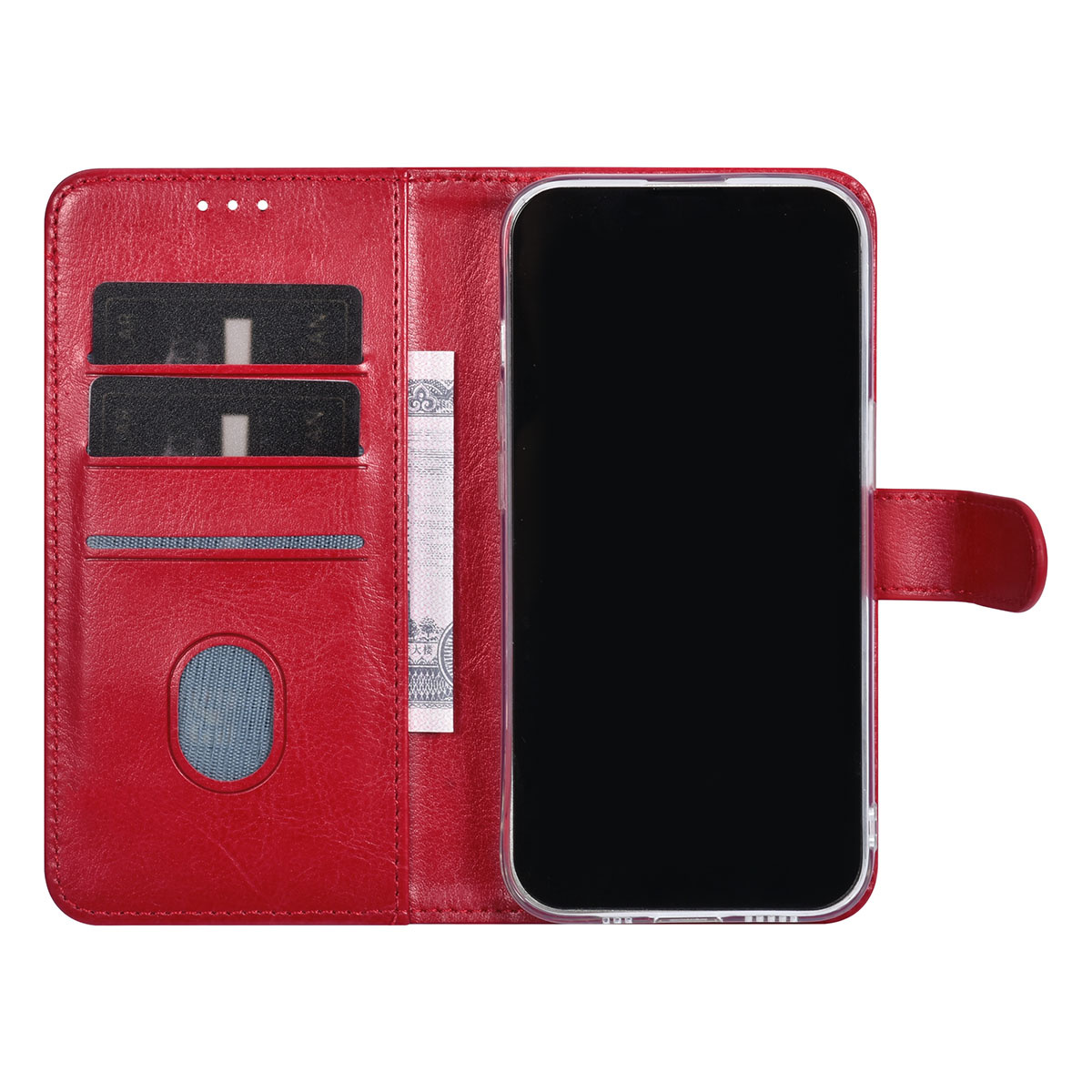 UNIQ Accessory UNIQ Accessory iPhone 15 Pro Book Case hoesje - Pasjeshouder voor 3 pasjes - Magneetsluiting - Hanger - Rood, foto 4 van 5