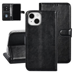 UNIQ Accessory iPhone 15 Book Case hoesje - Pasjeshouder voor 3 pasjes - Magneetsluiting - Hanger - Zwart