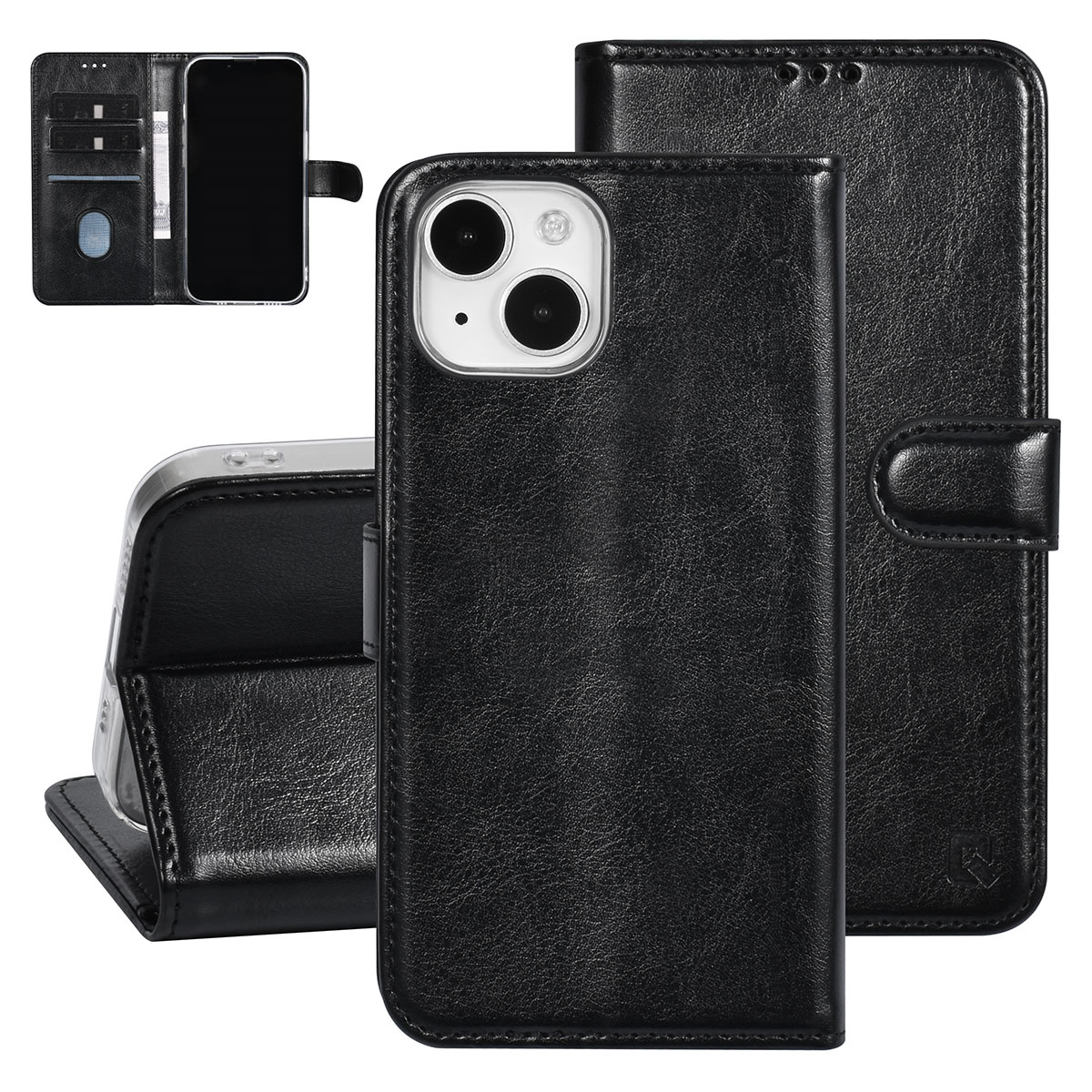 UNIQ Accessory UNIQ Accessory iPhone 15 Book Case hoesje - Pasjeshouder voor 3 pasjes - Magneetsluiting - Hanger - Zwart