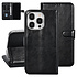 UNIQ Accessory iPhone 15 Pro Book Case hoesje - Pasjeshouder voor 3 pasjes - Magneetsluiting - Hanger - Zwart UNIQ Accessory iPhone 15 Pro Book Case hoesje - Pasjeshouder voor 3 pasjes - Magneetsluiting - Hanger - Zwart