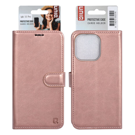 UNIQ Accessory UNIQ Accessory Étui pour Samsung iPhone 15 Pro - Porte-cartes pour 3 cartes - Fermeture magnétique -Rose Gold UNIQ Accessory UNIQ Accessory Étui pour Samsung iPhone 15 Pro - Porte-cartes pour 3 cartes - Fermeture magnétique -Rose Gold