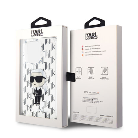 Karl Lagerfeld Karl Lagerfeld iPhone 15 Pro Hardcase hoesje - Ikonik Monogram - Transparant Karl Lagerfeld Karl Lagerfeld iPhone 15 Pro Hardcase hoesje - Ikonik Monogram - Transparant