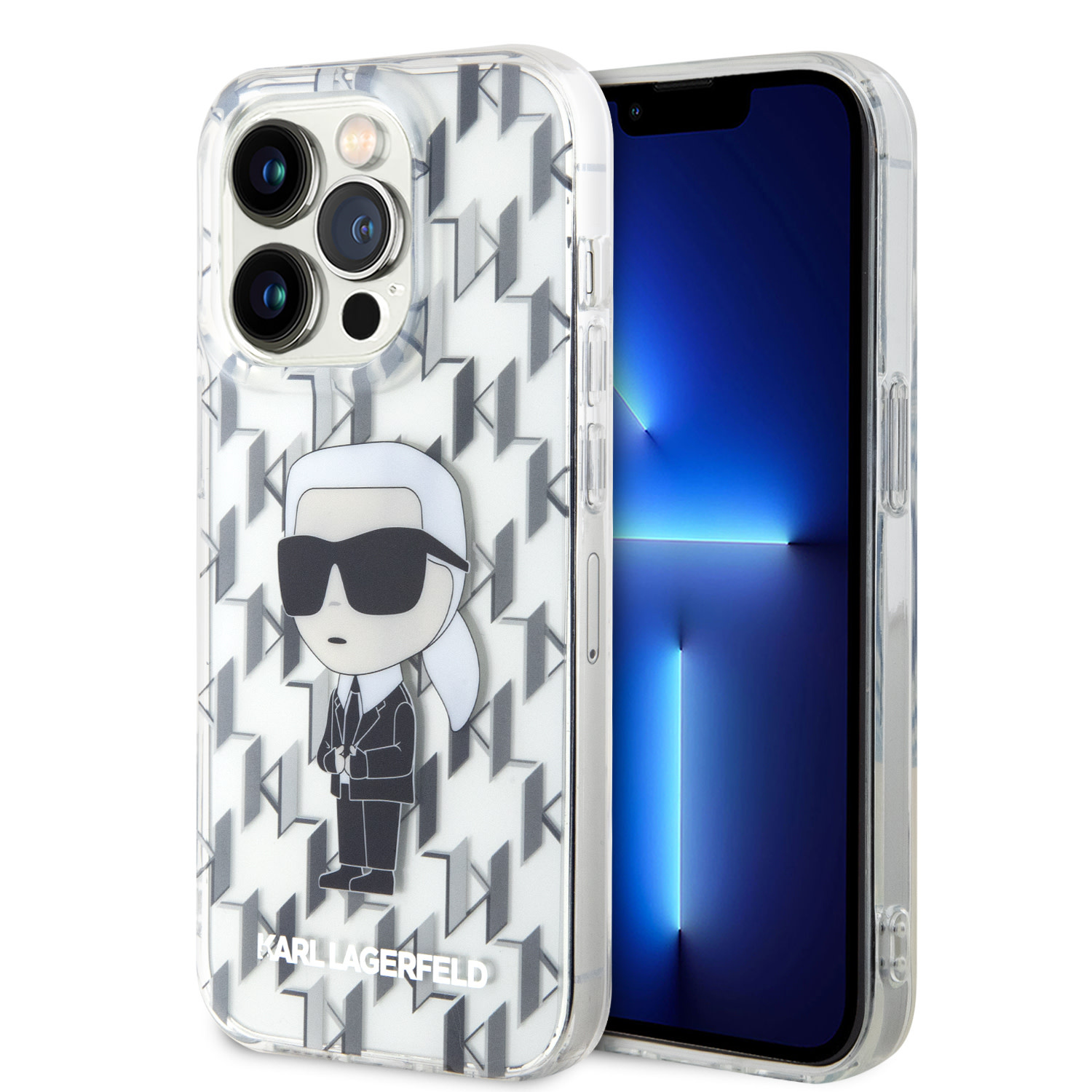 Karl Lagerfeld Karl Lagerfeld iPhone 15 Pro Hardcase hoesje - Ikonik Monogram - Transparant