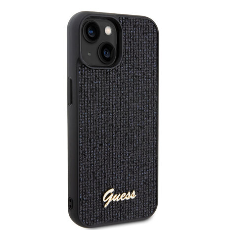 Guess Guess iPhone 15 Hardcase hoesje - Metal Script - Disco Zwart Guess Guess iPhone 15 Hardcase hoesje - Metal Script - Disco Zwart