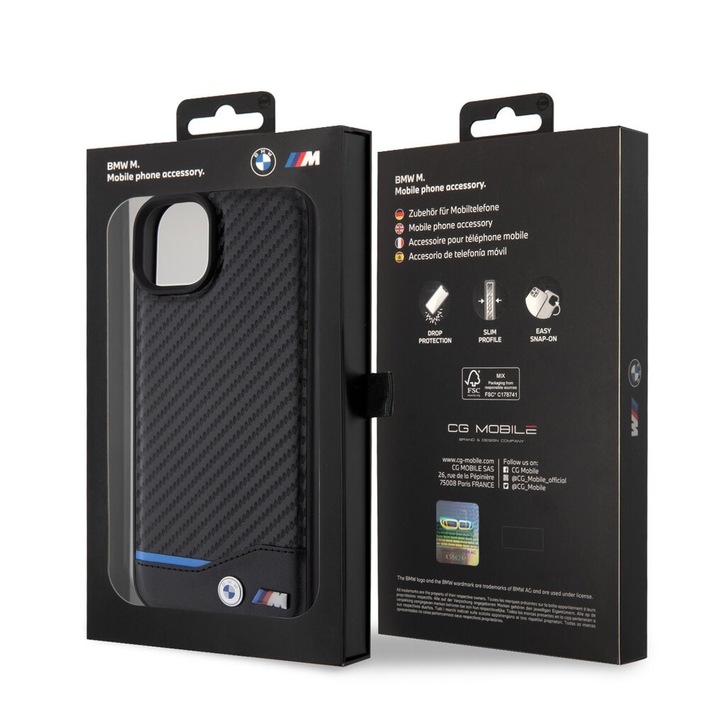 BMW BMW iPhone 15 & 14 Plus Hardcase-Ruckseite - Carbon - Schwarz BMW BMW iPhone 15 & 14 Plus Hardcase-Ruckseite - Carbon - Schwarz