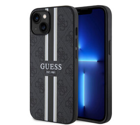 Guess Guess Coque arrière en TPU iPhone 15 - 4G Printed Stripes - Noir Guess Guess Coque arrière en TPU iPhone 15 - 4G Printed Stripes - Noir
