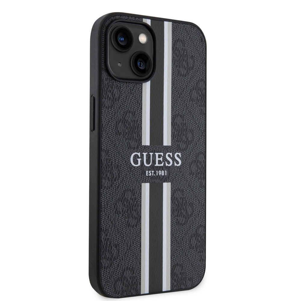 Guess Guess iPhone 15 TPU Hardcase - 4G Printed Stripes - Black Guess Guess iPhone 15 TPU Hardcase - 4G Printed Stripes - Black