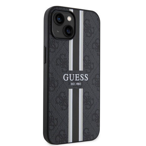Guess Guess iPhone 15 TPU Hardcase - 4G Printed Stripes - Black Guess Guess iPhone 15 TPU Hardcase - 4G Printed Stripes - Black