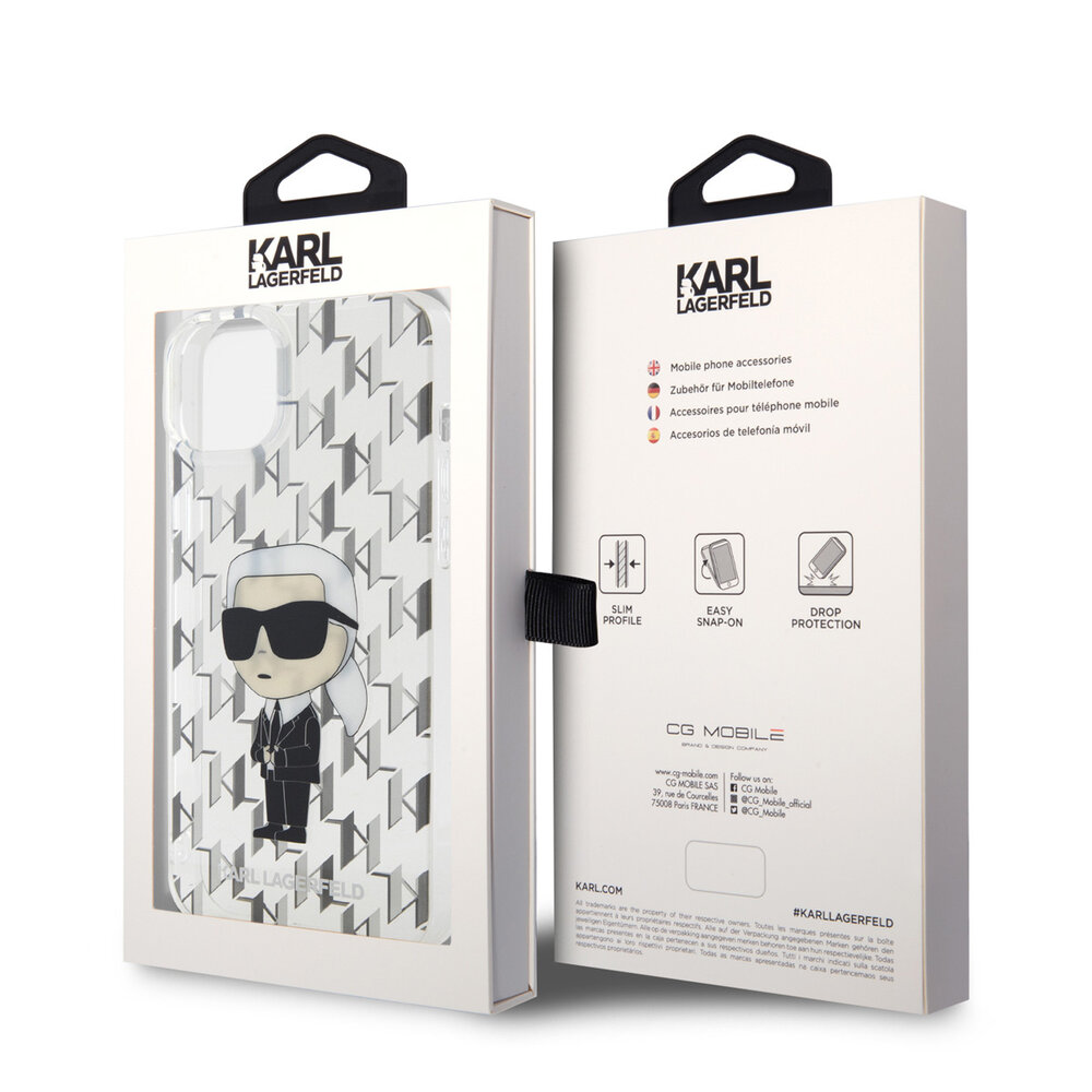 Karl Lagerfeld Karl Lagerfeld iPhone 15 & 14 Plus TPU Hardcase - Ikonik Monogram - Transparent Karl Lagerfeld Karl Lagerfeld iPhone 15 & 14 Plus TPU Hardcase - Ikonik Monogram - Transparent
