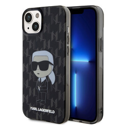 Karl Lagerfeld Coque arriere en TPU iPhone 15 & 14 Plus - Ikonik Monogram - Noir