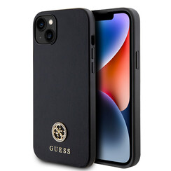 Guess iPhone 15 & 14 Plus Hardcase hoesje - 4G Metal Logo - Strass - Zwart