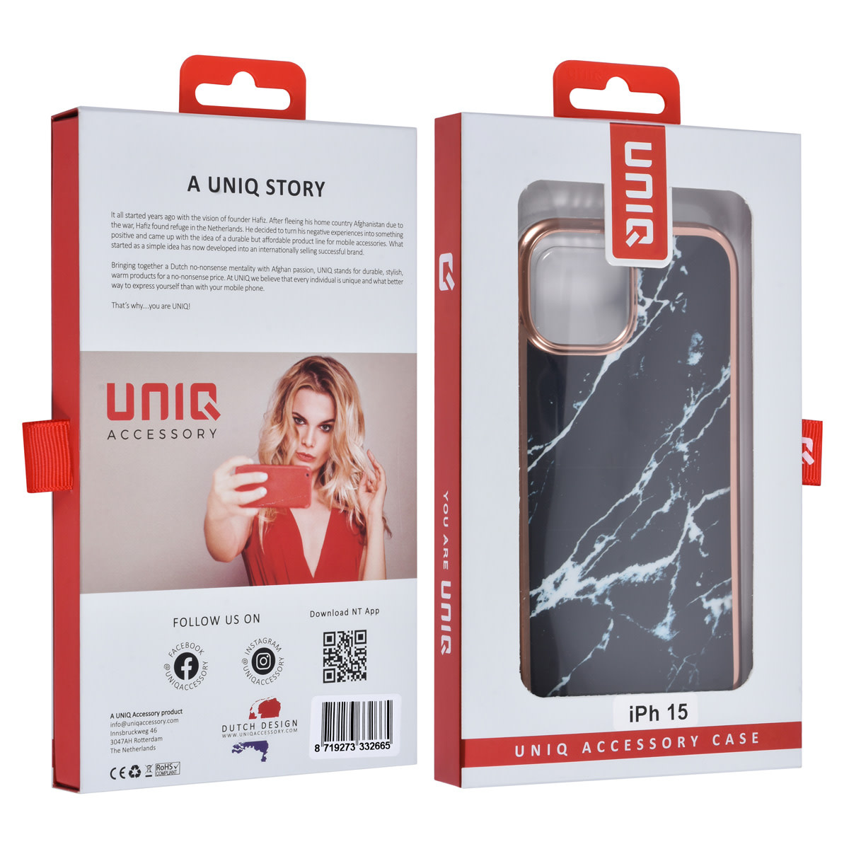 UNIQ Accessory UNIQ Accessory iPhone 15 TPU Back Cover hoesje - Marble Black, foto 4 van 4