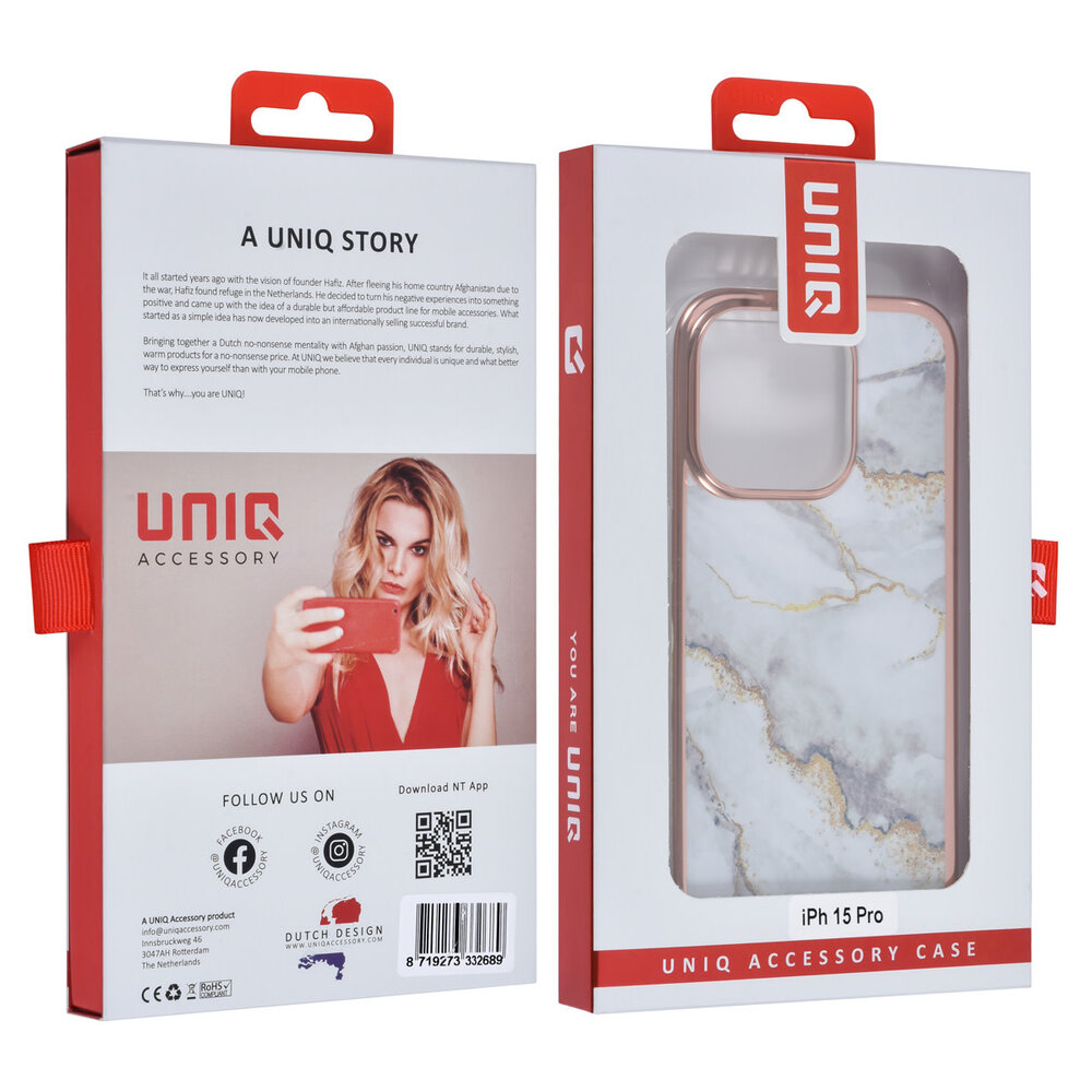 UNIQ Accessory UNIQ Accessory iPhone 15 Pro Silikonhülle - Marble White UNIQ Accessory UNIQ Accessory iPhone 15 Pro Silikonhülle - Marble White