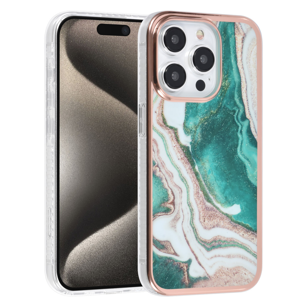 UNIQ Accessory UNIQ Accessory iPhone 15 Pro TPU Back Cover hoesje - Marble Green
