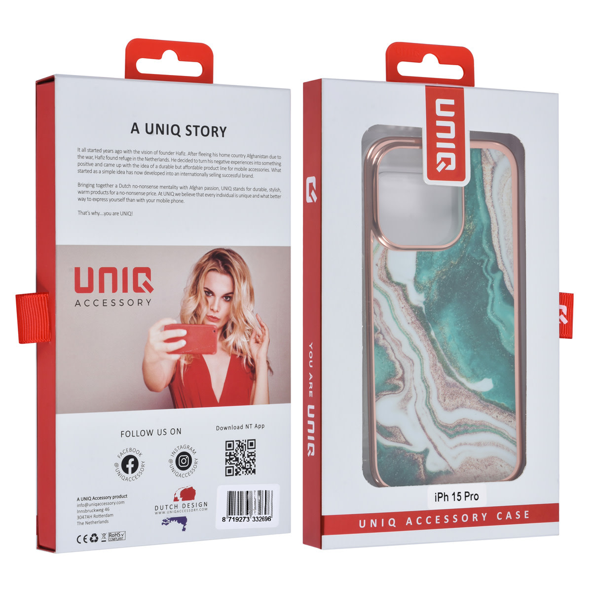 UNIQ Accessory UNIQ Accessory iPhone 15 Pro TPU Back Cover hoesje - Marble Green, foto 4 van 4
