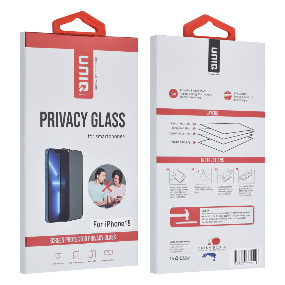 TUNIQ box of 10 - TUNIQ iPhone 15 Display Schutzglas - Privacy Glass - Schwarz TUNIQ box of 10 - TUNIQ iPhone 15 Display Schutzglas - Privacy Glass - Schwarz