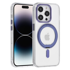 UNIQ Accessory iPhone 14 Pro TPU Back Cover hoesje - Magsafe Compatible 360 Graden Draaibare Standaard - Transparant - Paars