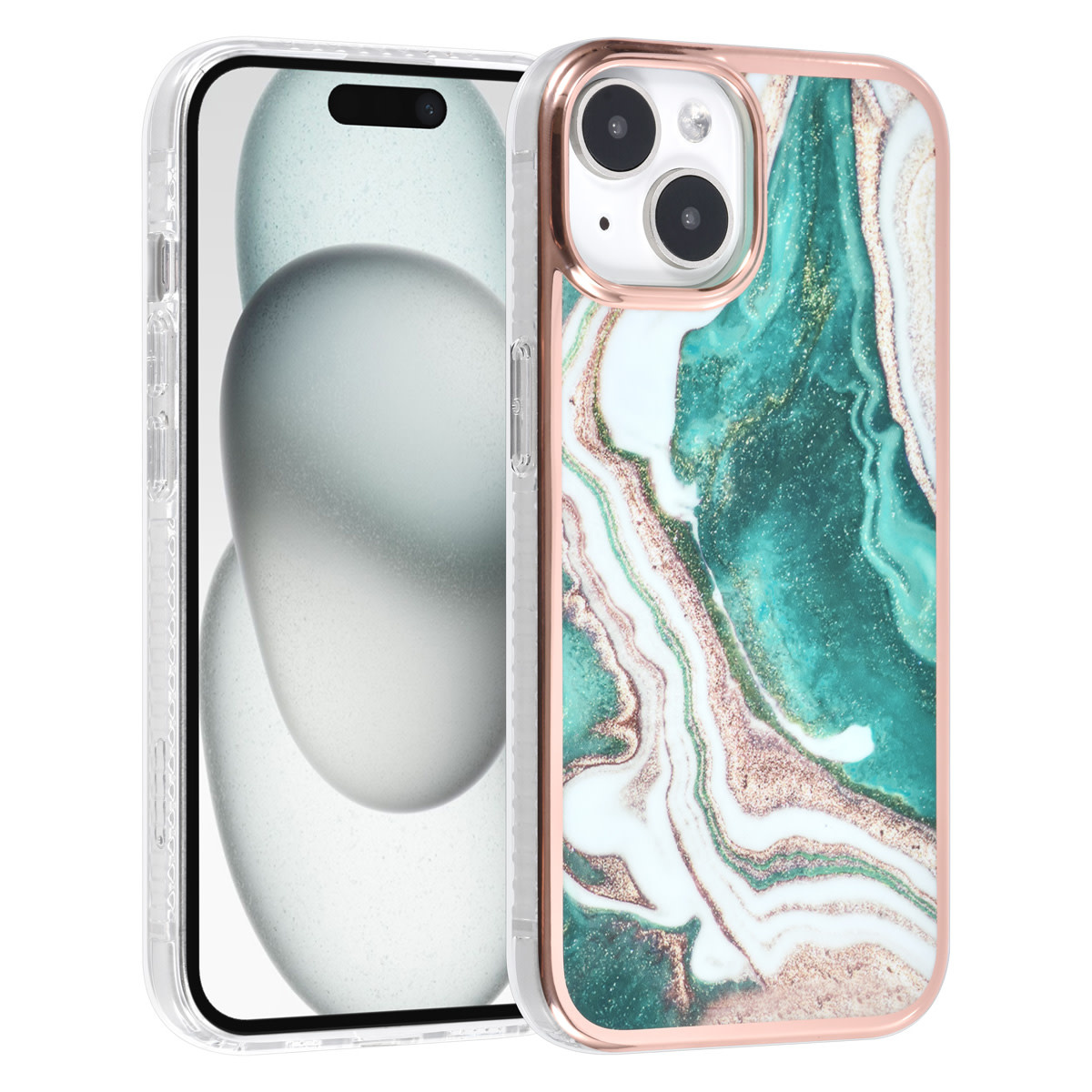 UNIQ Accessory UNIQ Accessory iPhone 15 TPU Back Cover hoesje - Marble Green