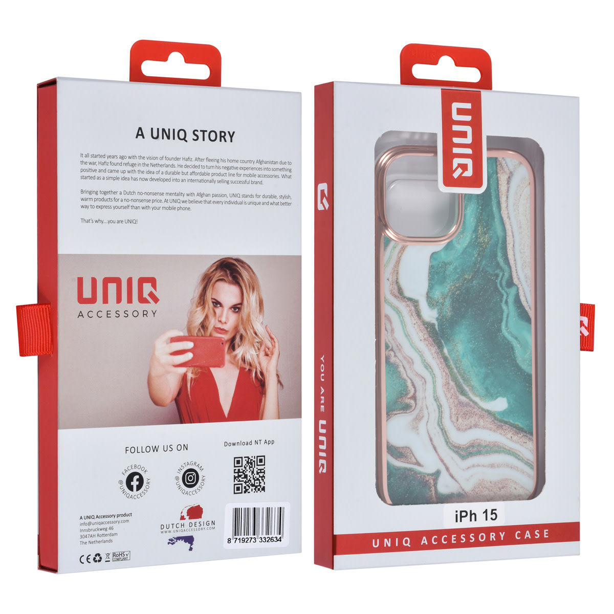 UNIQ Accessory UNIQ Accessory iPhone 15 TPU Back Cover hoesje - Marble Green, foto 4 van 4