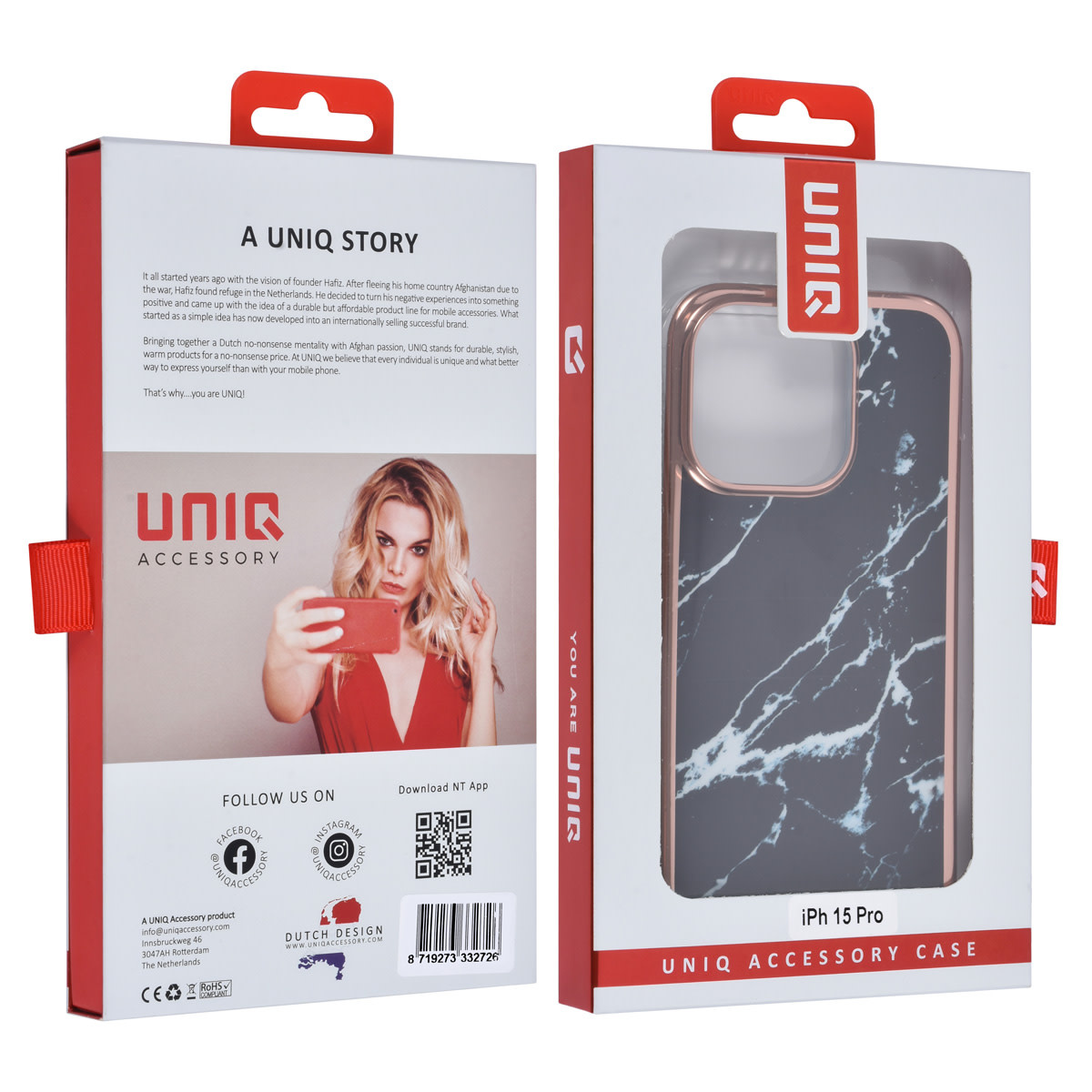 UNIQ Accessory UNIQ Accessory iPhone 15 Pro TPU Back Cover hoesje - Marble Black, foto 4 van 4
