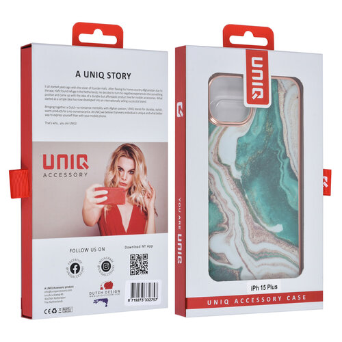 UNIQ Accessory UNIQ Accessory iPhone 15 Plus TPU Back Cover hoesje - Marble Green