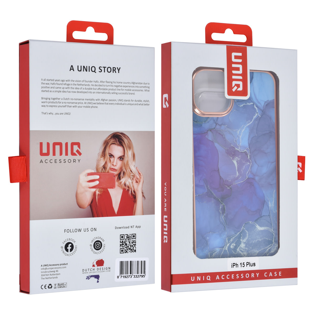 UNIQ Accessory UNIQ Accessory iPhone 15 & 14 Plus TPU Back Cover hoesje - Marble Purple, foto 4 van 4