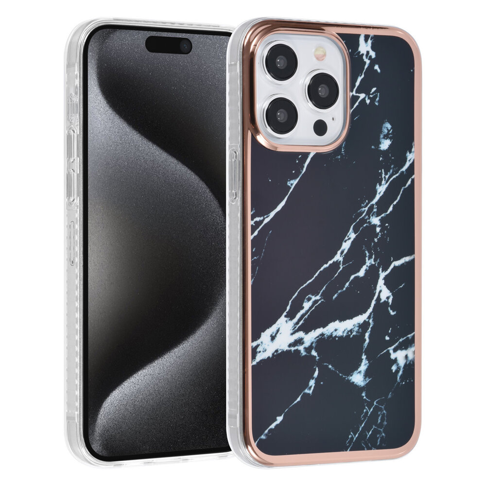 UNIQ Accessory UNIQ Accessory iPhone 15 Pro Max TPU Back Cover hoesje - Marble Black UNIQ Accessory UNIQ Accessory iPhone 15 Pro Max TPU Back Cover hoesje - Marble Black