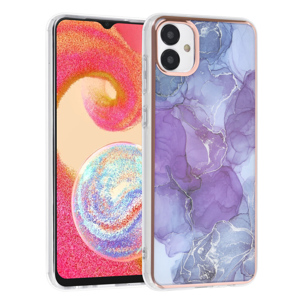 UNIQ Accessory UNIQ Accessory Samsung Galaxy A04e TPU Back Cover hoesje - Marble Purple UNIQ Accessory UNIQ Accessory Samsung Galaxy A04e TPU Back Cover hoesje - Marble Purple