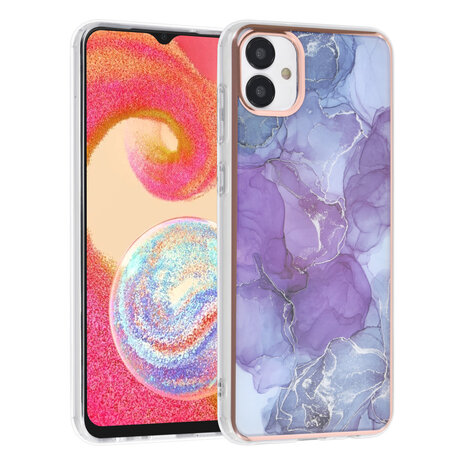 UNIQ Accessory UNIQ Accessory Samsung Galaxy A04e TPU Back Cover hoesje - Marble Purple UNIQ Accessory UNIQ Accessory Samsung Galaxy A04e TPU Back Cover hoesje - Marble Purple