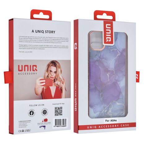 UNIQ Accessory UNIQ Accessory Samsung Galaxy A04e TPU Back Cover hoesje - Marble Purple UNIQ Accessory UNIQ Accessory Samsung Galaxy A04e TPU Back Cover hoesje - Marble Purple