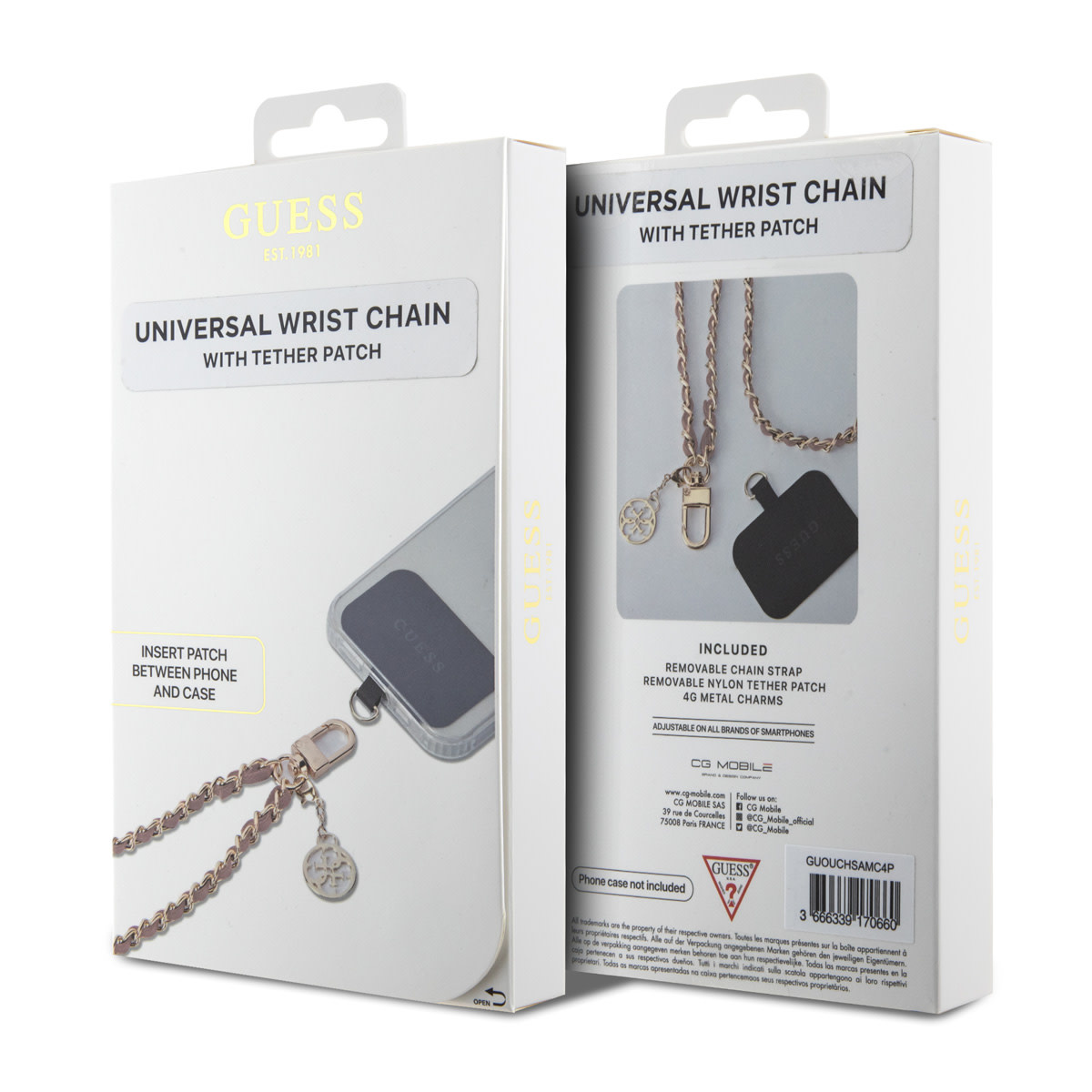 Guess Guess Universal Wrist Chain - Tether Patch - 4G Charm - Roze, foto 2 van 2