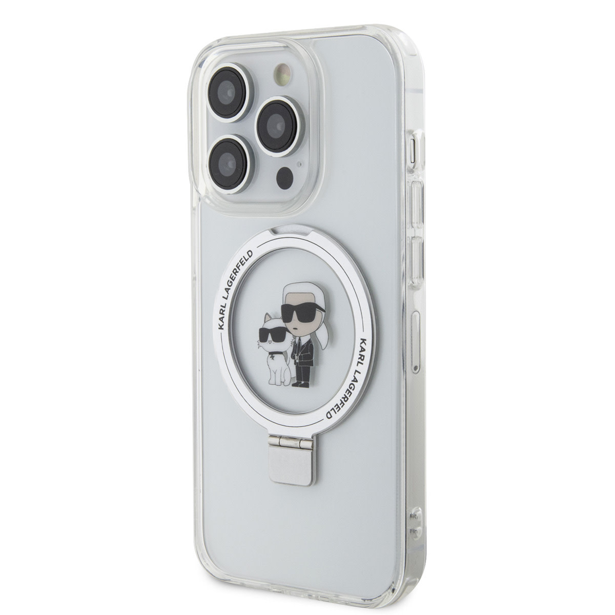 Karl Lagerfeld Karl Lagerfeld iPhone 15 Pro Hardcase hoesje - Magsafe compatible - Ringstand - K&C - Wit, foto 2 van 6
