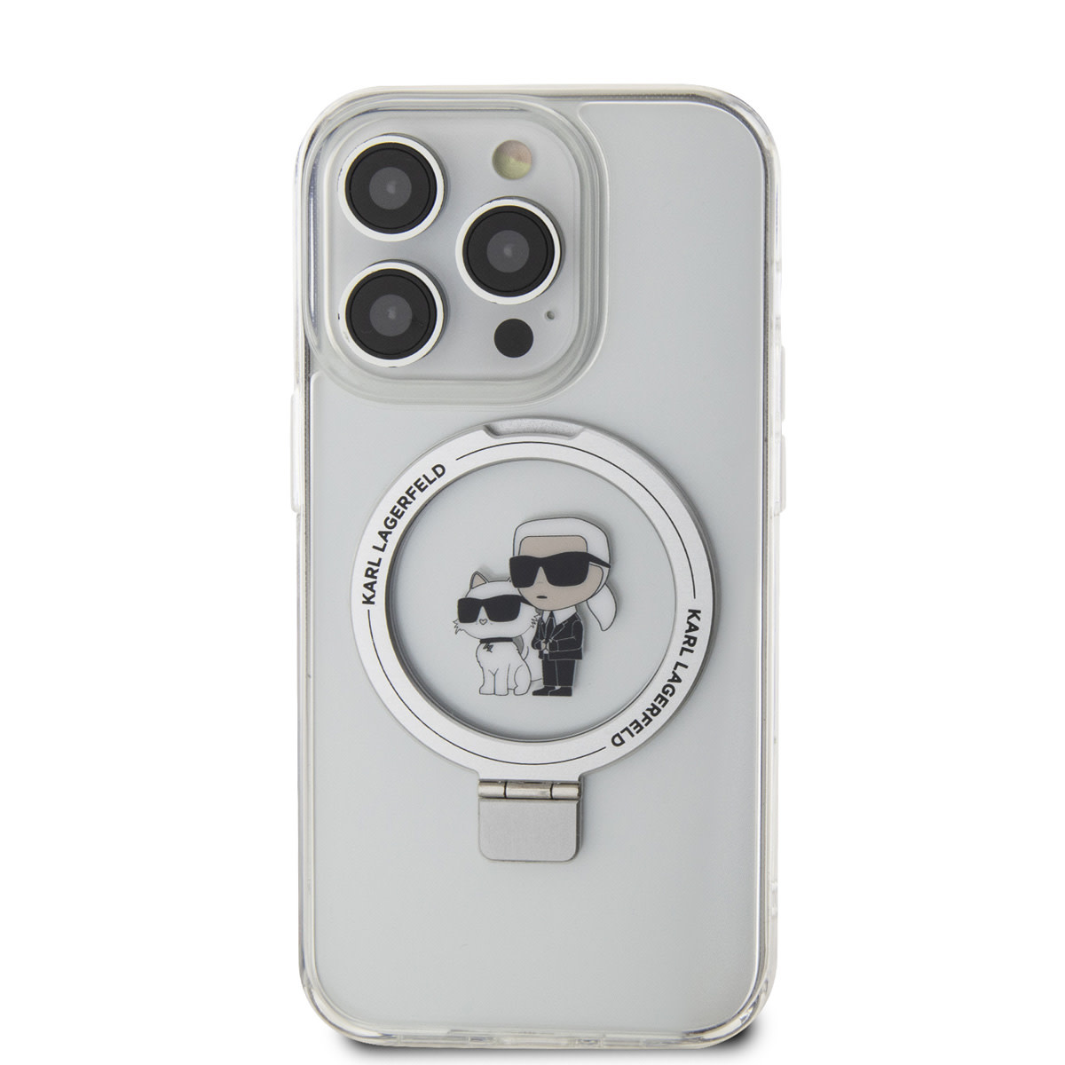 Karl Lagerfeld Karl Lagerfeld iPhone 15 Pro Hardcase hoesje - Magsafe compatible - Ringstand - K&C - Wit, foto 3 van 6