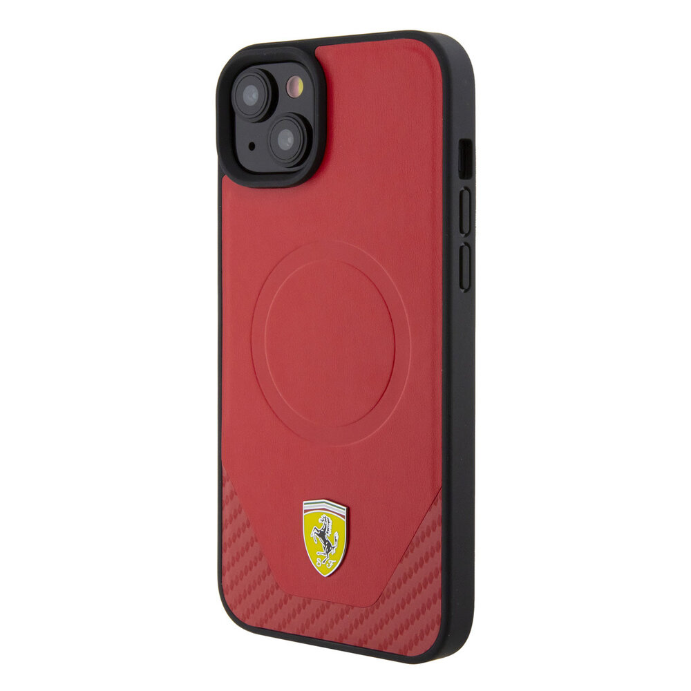 Ferrari Ferrari iPhone 15 & 14 Plus Hardcase-Ruckseite - Magsafe - Carbon - Rot Ferrari Ferrari iPhone 15 & 14 Plus Hardcase-Ruckseite - Magsafe - Carbon - Rot