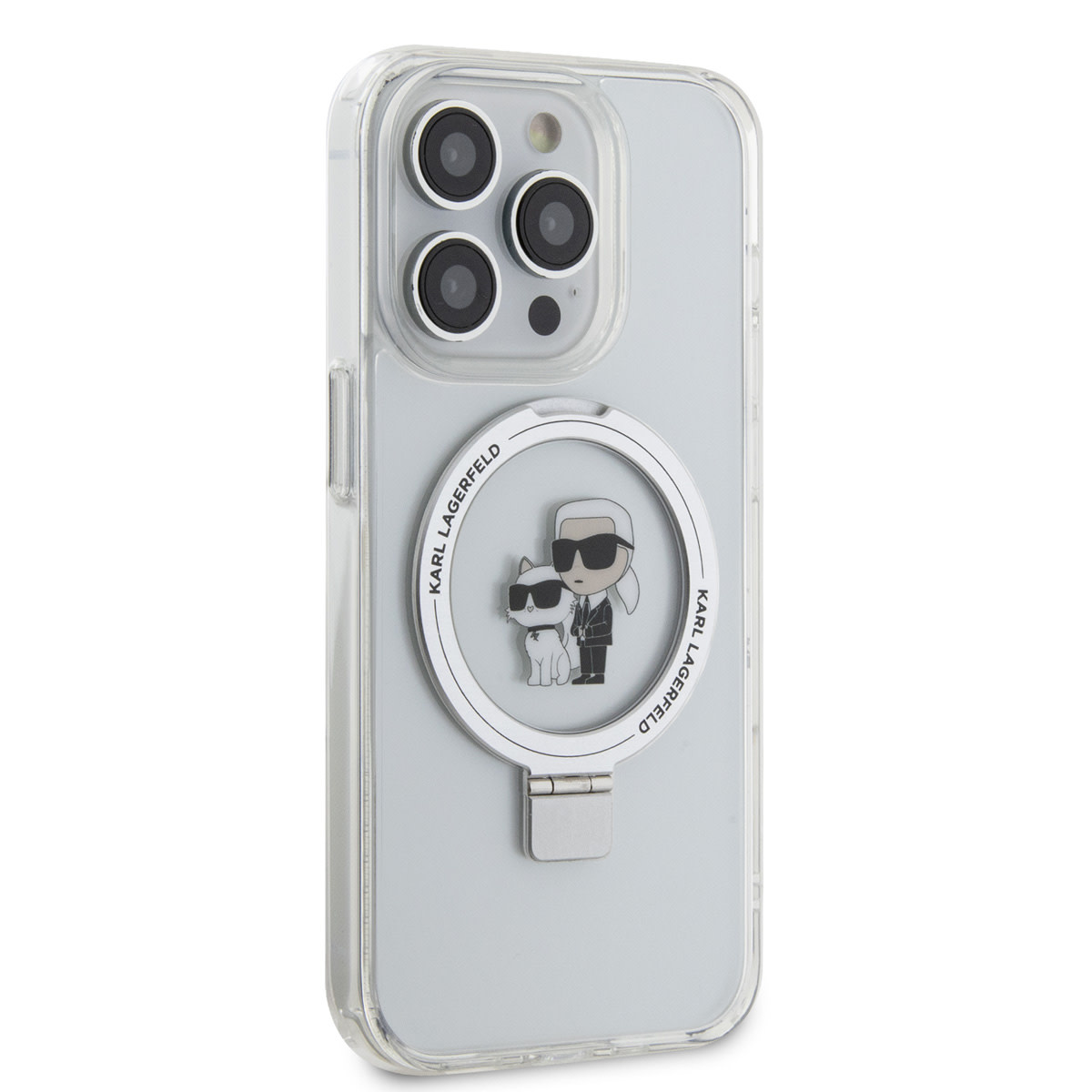 Karl Lagerfeld Karl Lagerfeld iPhone 15 Pro Hardcase hoesje - Magsafe compatible - Ringstand - K&C - Wit, foto 4 van 6