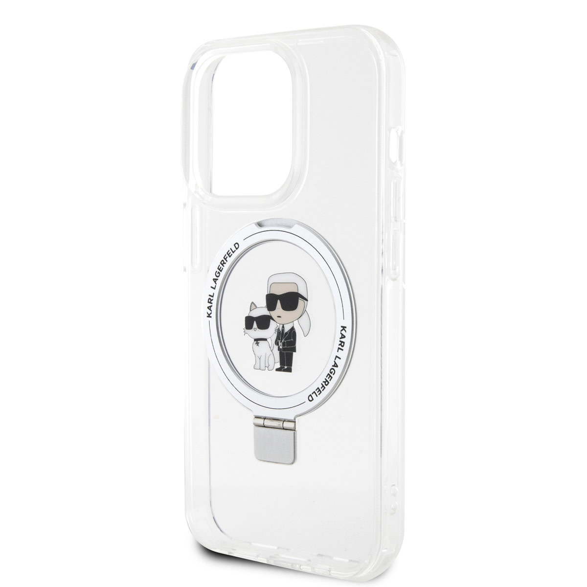 Karl Lagerfeld Karl Lagerfeld iPhone 15 Pro Hardcase hoesje - Magsafe compatible - Ringstand - K&C - Wit, foto 5 van 6