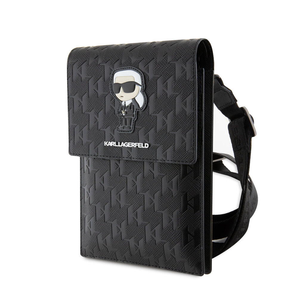 Karl Lagerfeld Karl Lagerfeld Universal phone pouch - Monogram - Ikonik - Zwart Karl Lagerfeld Karl Lagerfeld Universal phone pouch - Monogram - Ikonik - Zwart