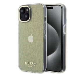 Guess Guess iPhone 15 & 14 Plus Hardcase hoesje - Faceted Mirror - Disco Goud Guess Guess iPhone 15 & 14 Plus Hardcase hoesje - Faceted Mirror - Disco Goud