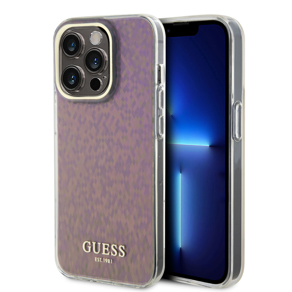 Guess Guess iPhone 15 Pro Max Hardcase hoesje - Faceted Mirror - Disco Roze Guess Guess iPhone 15 Pro Max Hardcase hoesje - Faceted Mirror - Disco Roze