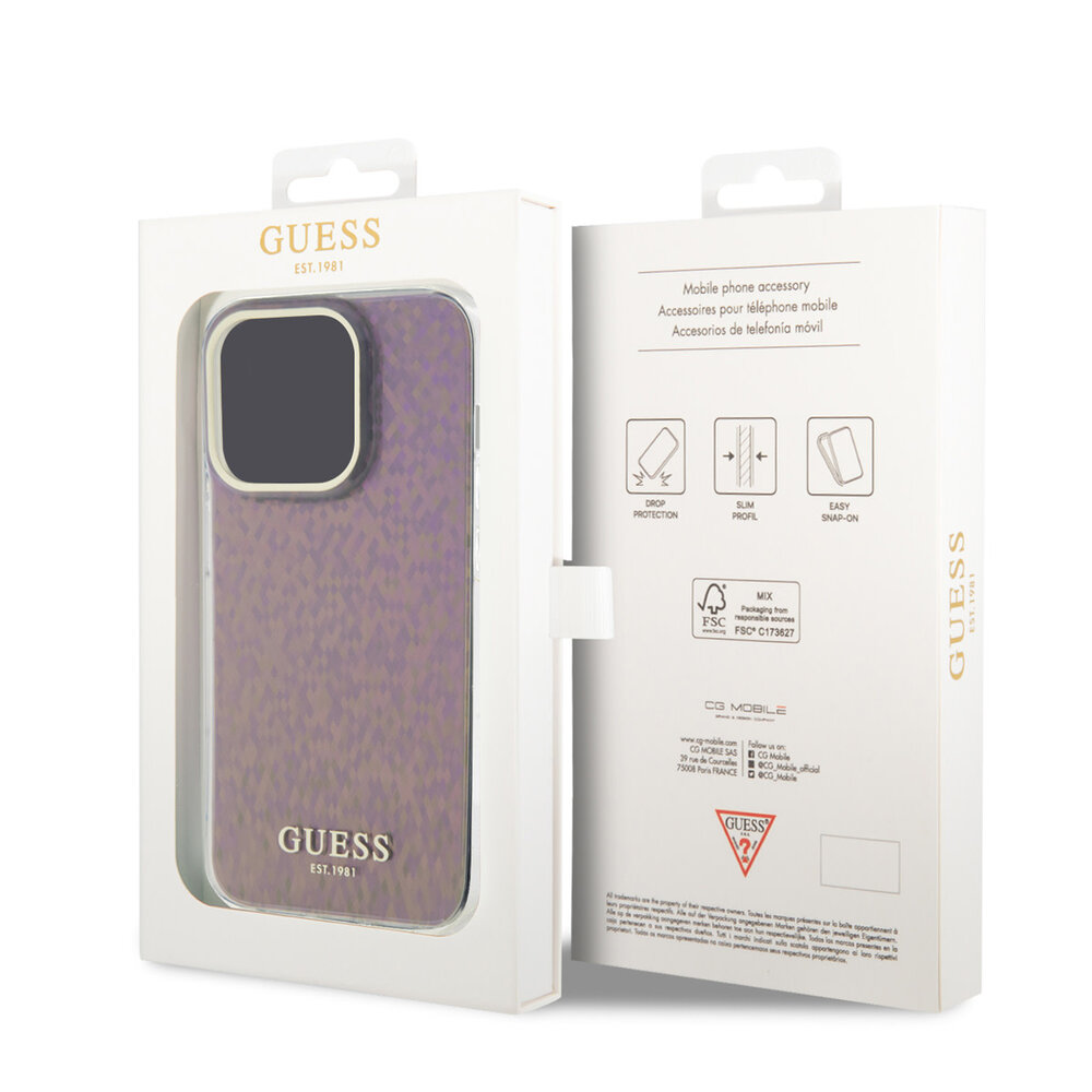 Guess Guess iPhone 15 Pro Max Hardcase hoesje - Faceted Mirror - Disco Roze Guess Guess iPhone 15 Pro Max Hardcase hoesje - Faceted Mirror - Disco Roze