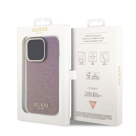 Guess Guess iPhone 15 Pro Max Hardcase hoesje - Faceted Mirror - Disco Roze Guess Guess iPhone 15 Pro Max Hardcase hoesje - Faceted Mirror - Disco Roze