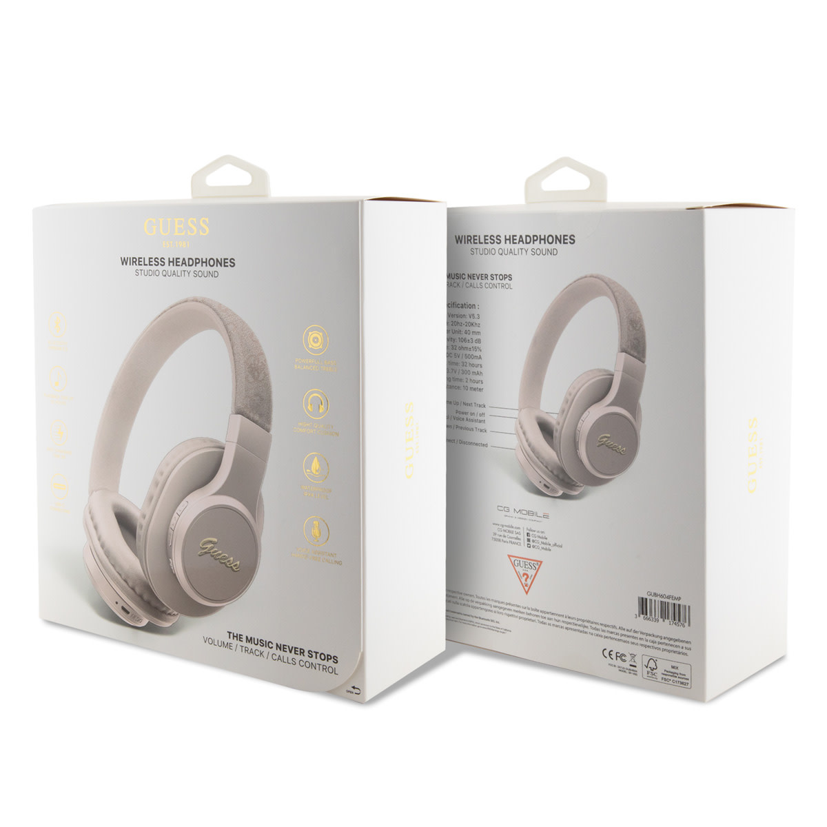 Guess Guess Bluetooth Headphones - 4G Script - Roze, foto 4 van 4