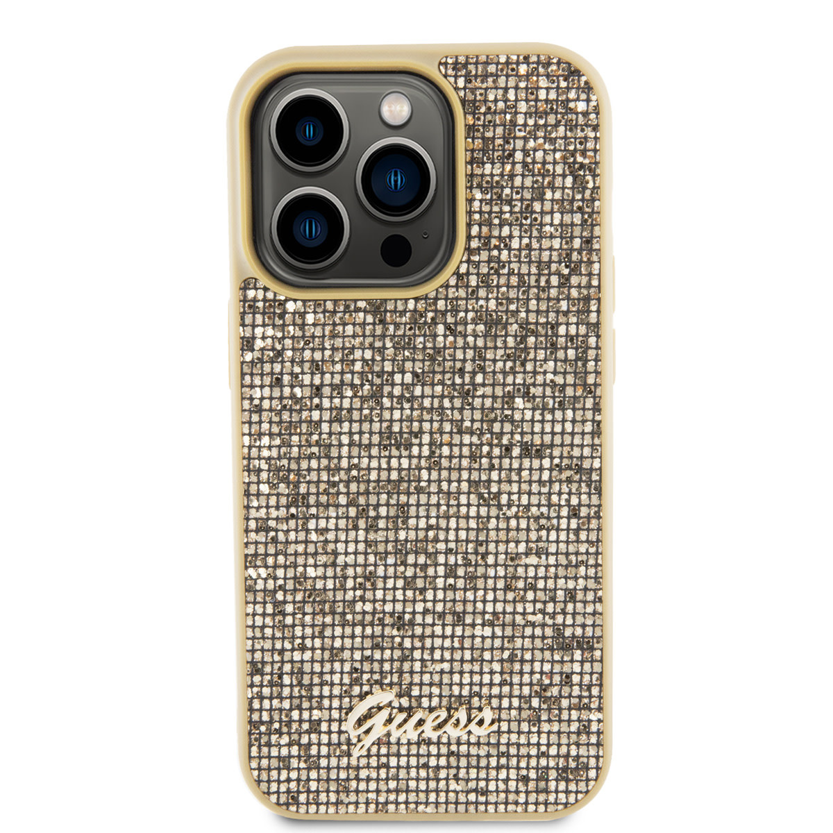 Guess Guess iPhone 15 Pro Hardcase hoesje - Metal Script - Disco Goud, foto 3 van 6