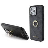 Guess Guess Coque arrière en iPhone 15 Pro - 4G - Avec porte-bague - Gris