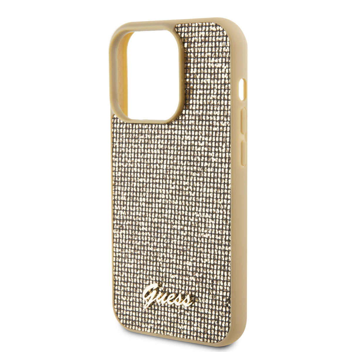 Guess Guess iPhone 15 Pro Hardcase hoesje - Metal Script - Disco Goud, foto 5 van 6