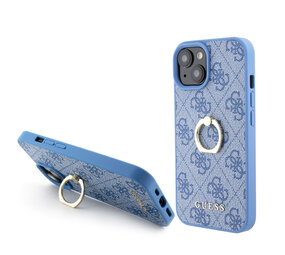 Guess Guess Coque arrière en iPhone 15 - 4G - Avec porte-bague - Bleu Guess Guess Coque arrière en iPhone 15 - 4G - Avec porte-bague - Bleu
