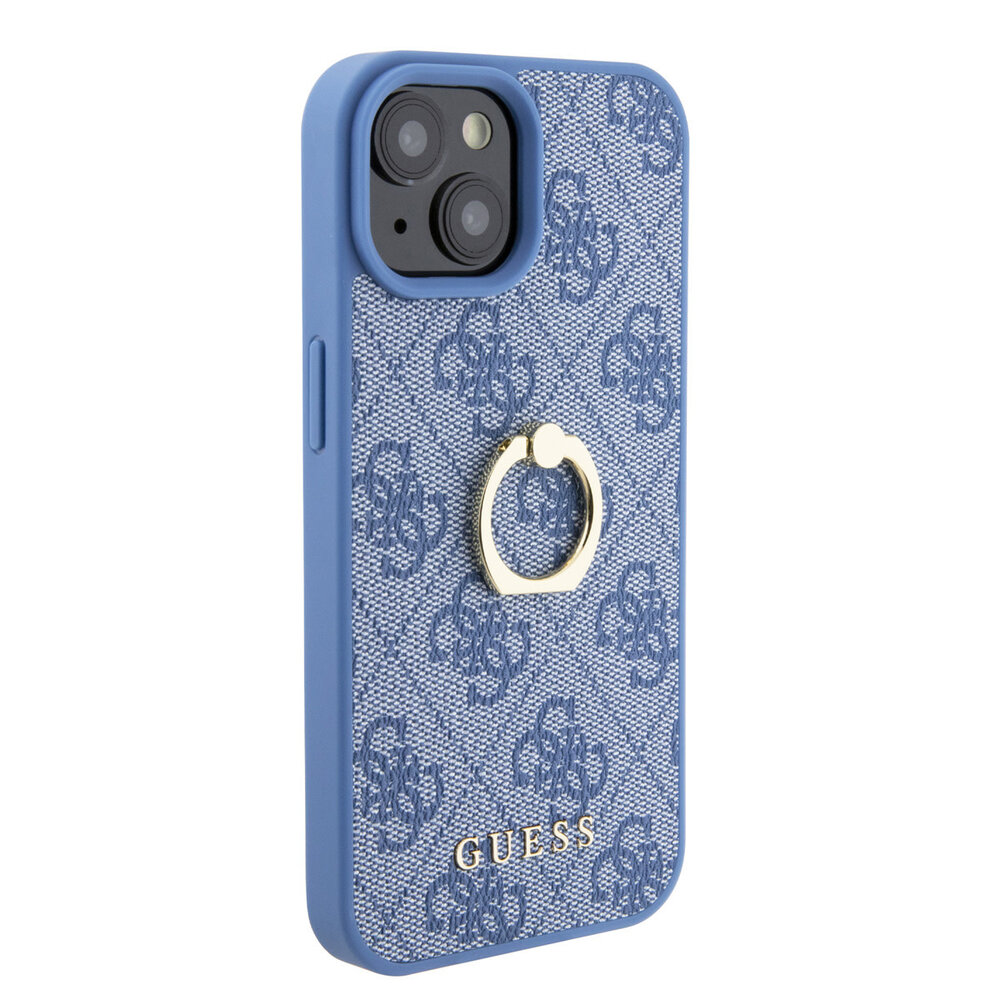 Guess Guess Coque arrière en iPhone 15 - 4G - Avec porte-bague - Bleu Guess Guess Coque arrière en iPhone 15 - 4G - Avec porte-bague - Bleu