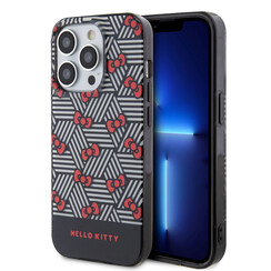 Hello Kitty iPhone 15 Pro TPU Back Cover - Bow Pattern - Stripes - Black