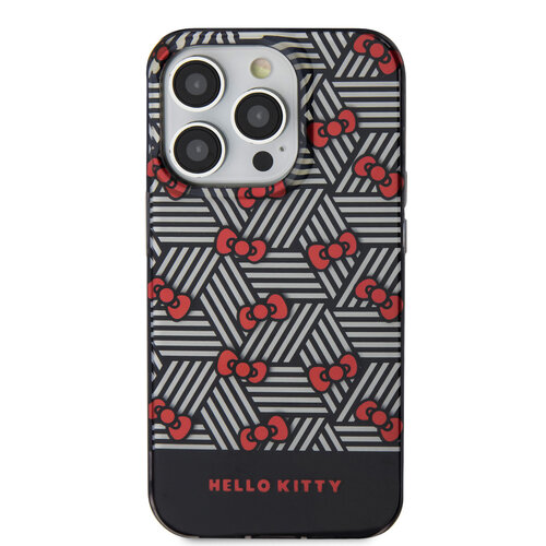 Hello Kitty Hello Kitty iPhone 15 Pro TPU Back Cover hoesje - Bow Pattern - Stripes - Zwart