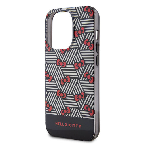 Hello Kitty Hello Kitty iPhone 15 Pro TPU Back Cover hoesje - Bow Pattern - Stripes - Zwart